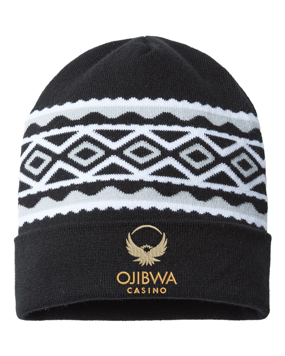 Embroidered Diamond Cuffed Beanie - Ojibwa Casino (Copy)